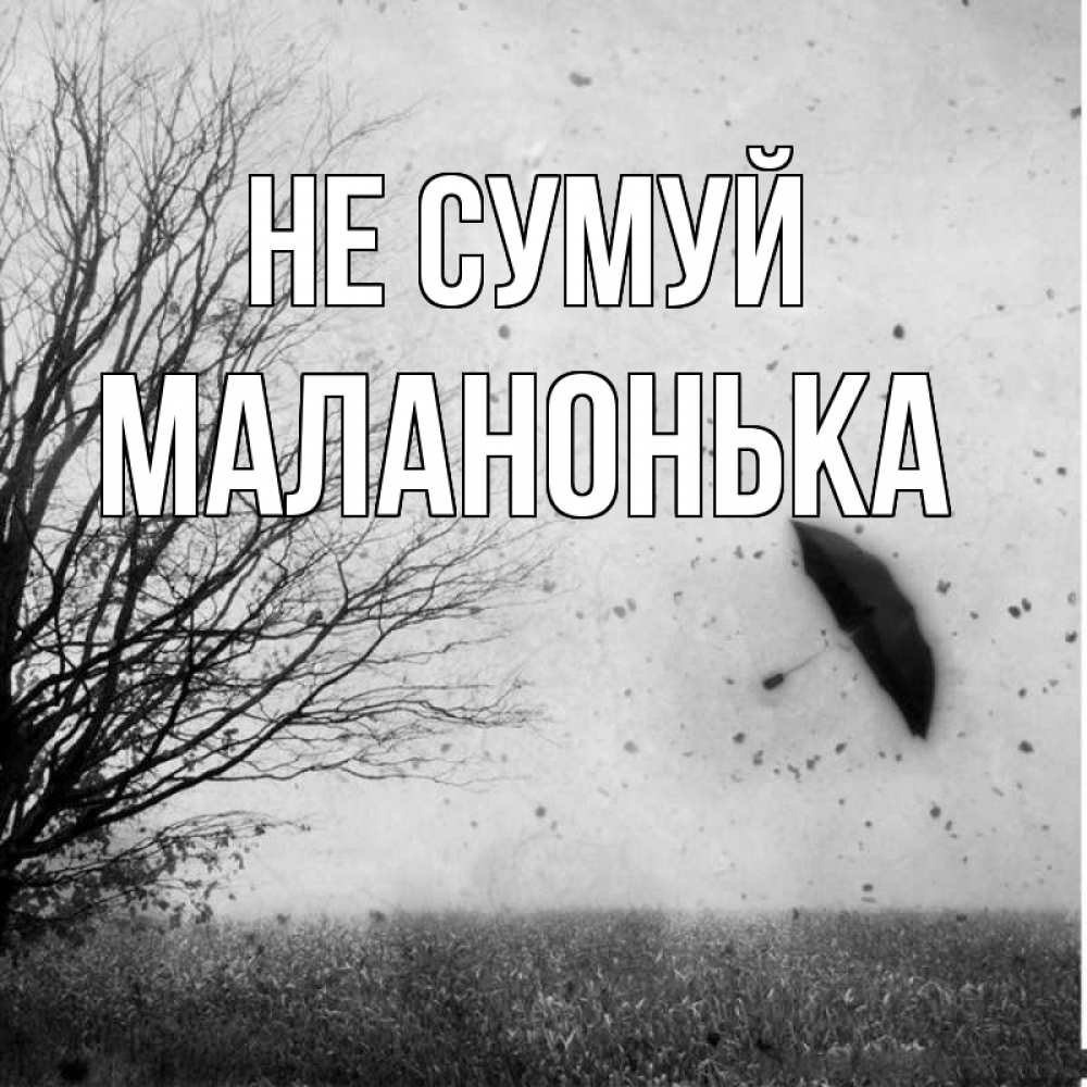 Открытка на каждый день з підписом, Маланонька Не сумуй летящий зонтик Прикольна листівка з побажанням онлайн скачати безкоштовно 