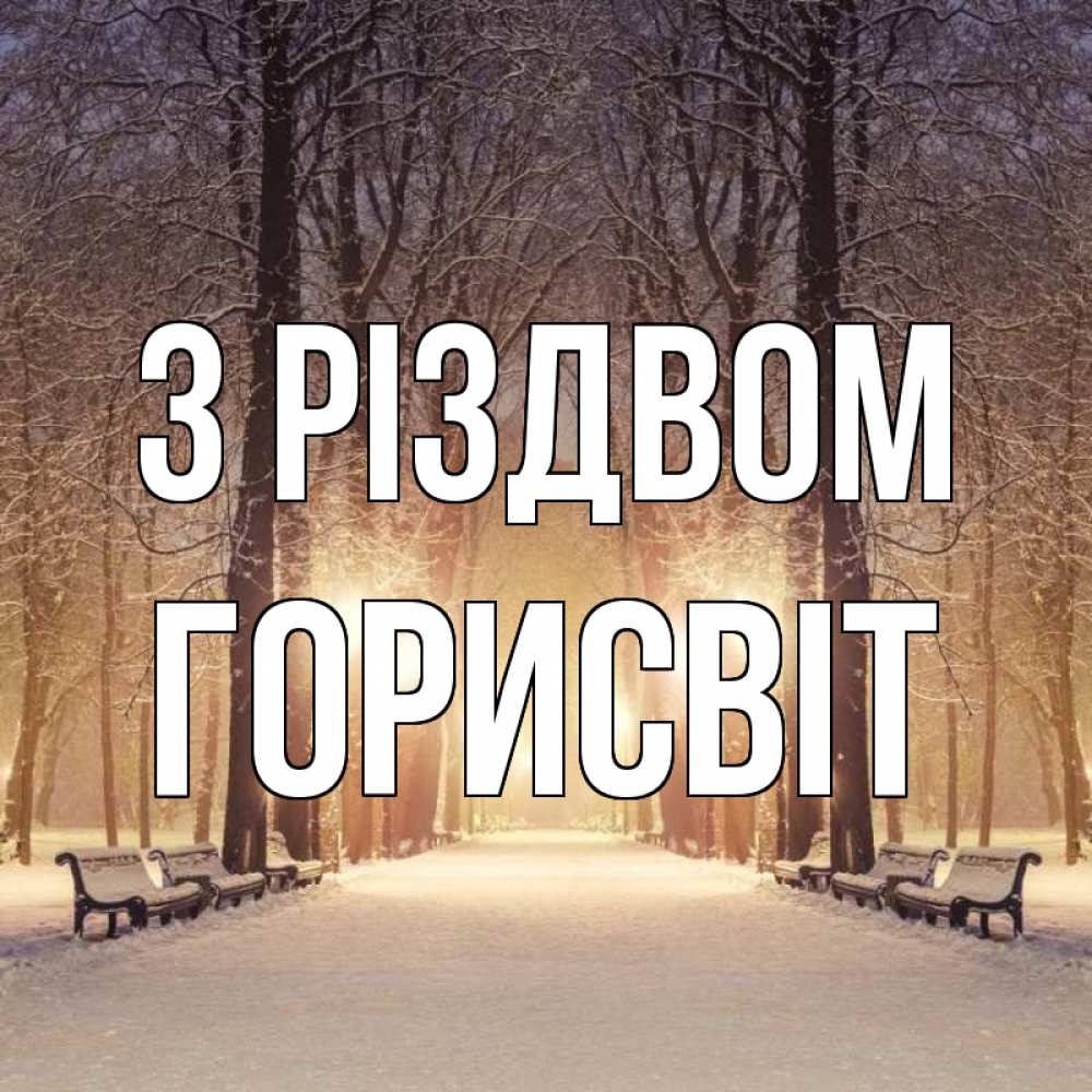 Открытка на каждый день з підписом, Горисвіт З Різдвом зима, парк, фонарь, лес Прикольна листівка з побажанням онлайн скачати безкоштовно 