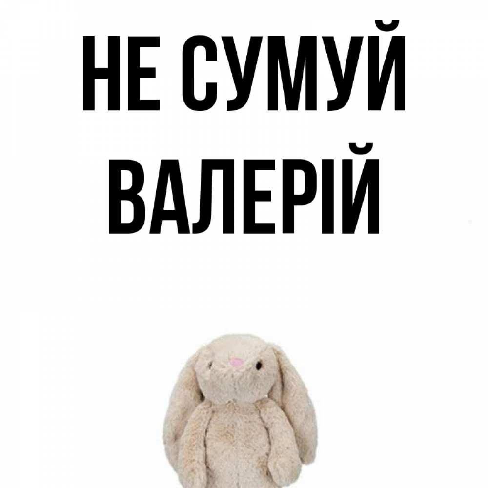 Открытка на каждый день з підписом, Валерій Не сумуй детская игрушка зайчика Прикольна листівка з побажанням онлайн скачати безкоштовно 