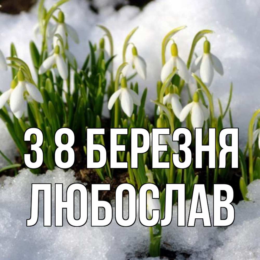 Открытка на каждый день з підписом, Любослав З 8 БЕРЕЗНЯ цветы весенние Прикольна листівка з побажанням онлайн скачати безкоштовно 