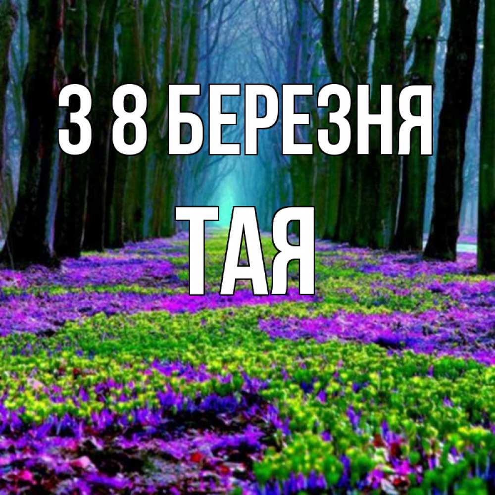 Открытка на каждый день з підписом, Тая З 8 БЕРЕЗНЯ фиолетовые цветы в лесу 1 Прикольна листівка з побажанням онлайн скачати безкоштовно 