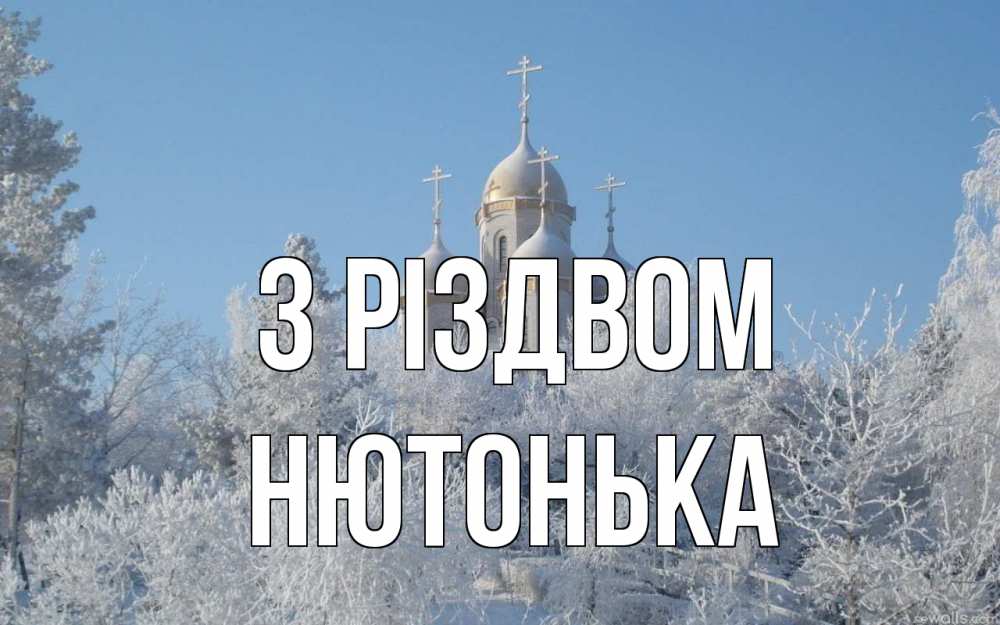 Открытка на каждый день з підписом, Нютонька З Різдвом храм, зима, лес, церковь Прикольна листівка з побажанням онлайн скачати безкоштовно 