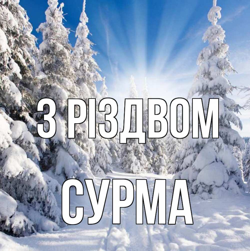 Открытка на каждый день з підписом, Сурма З Різдвом зима, лес Прикольна листівка з побажанням онлайн скачати безкоштовно 