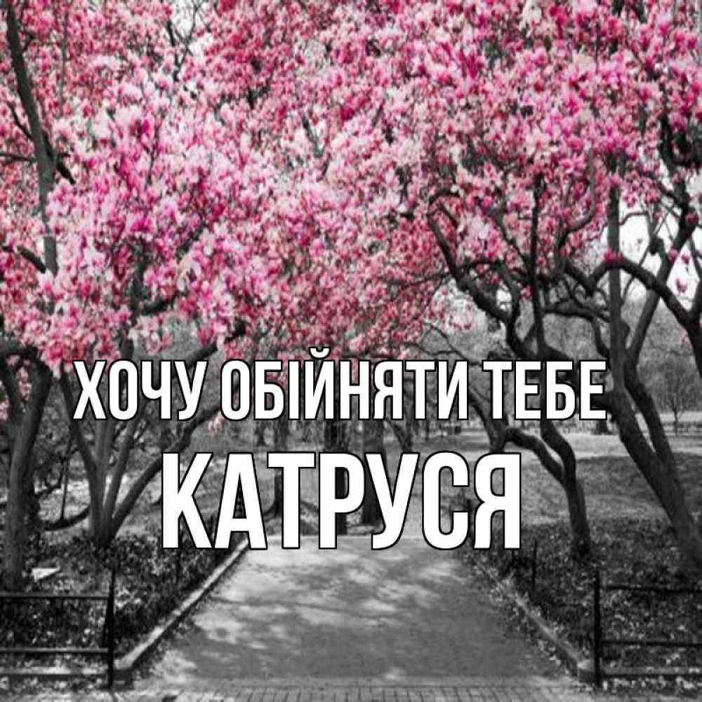Открытка на каждый день з підписом, Катруся Хочу обійняти тебе обработанное фото Прикольна листівка з побажанням онлайн скачати безкоштовно 