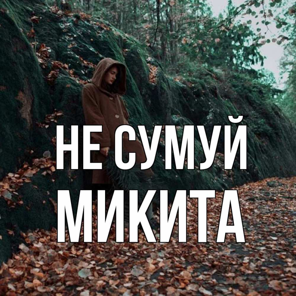 Открытка на каждый день з підписом, Микита Не сумуй осенний лес Прикольна листівка з побажанням онлайн скачати безкоштовно 