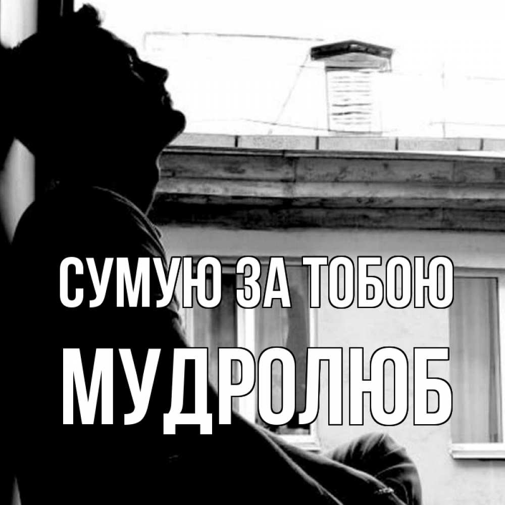 Открытка на каждый день з підписом, Мудролюб Сумую за тобою скучно ему Прикольна листівка з побажанням онлайн скачати безкоштовно 