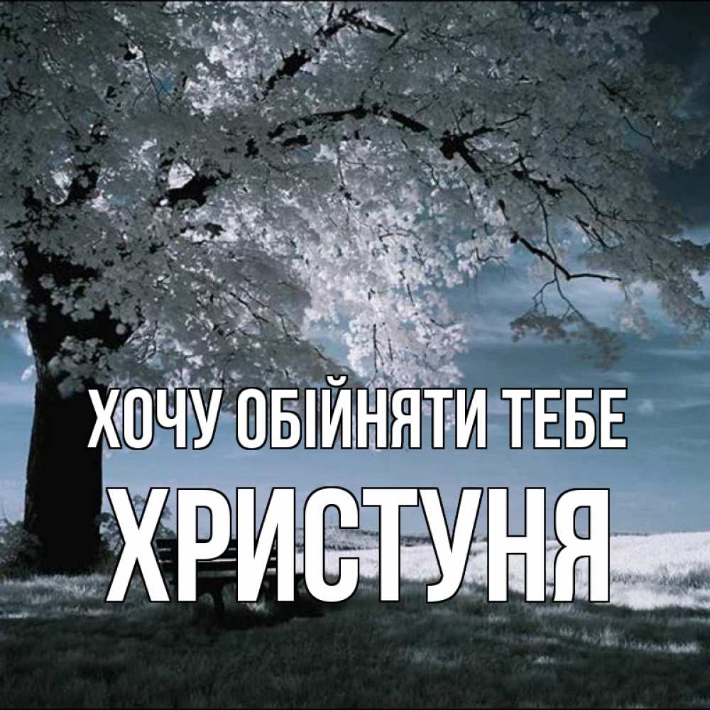 Открытка на каждый день з підписом, Христуня Хочу обійняти тебе дерево Прикольна листівка з побажанням онлайн скачати безкоштовно 
