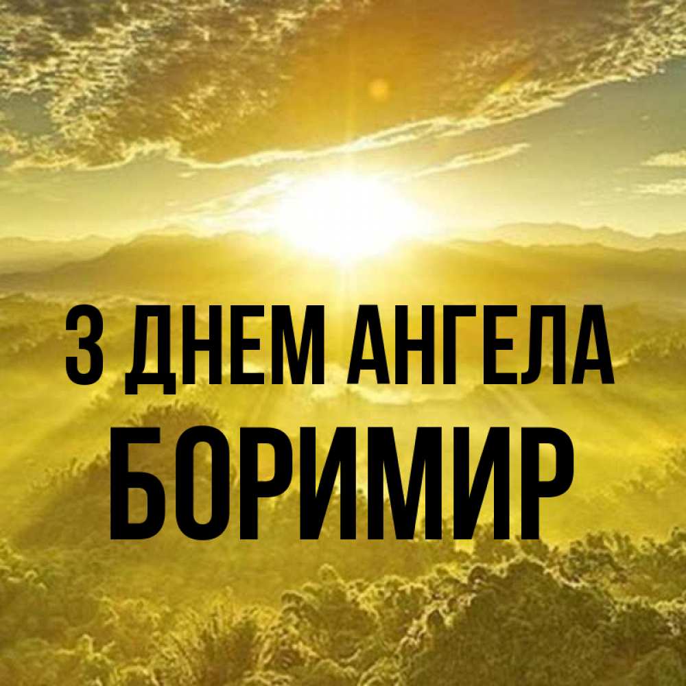 Открытка на каждый день з підписом, Боримир З Днем ангела леса и небо в желтом Прикольна листівка з побажанням онлайн скачати безкоштовно 
