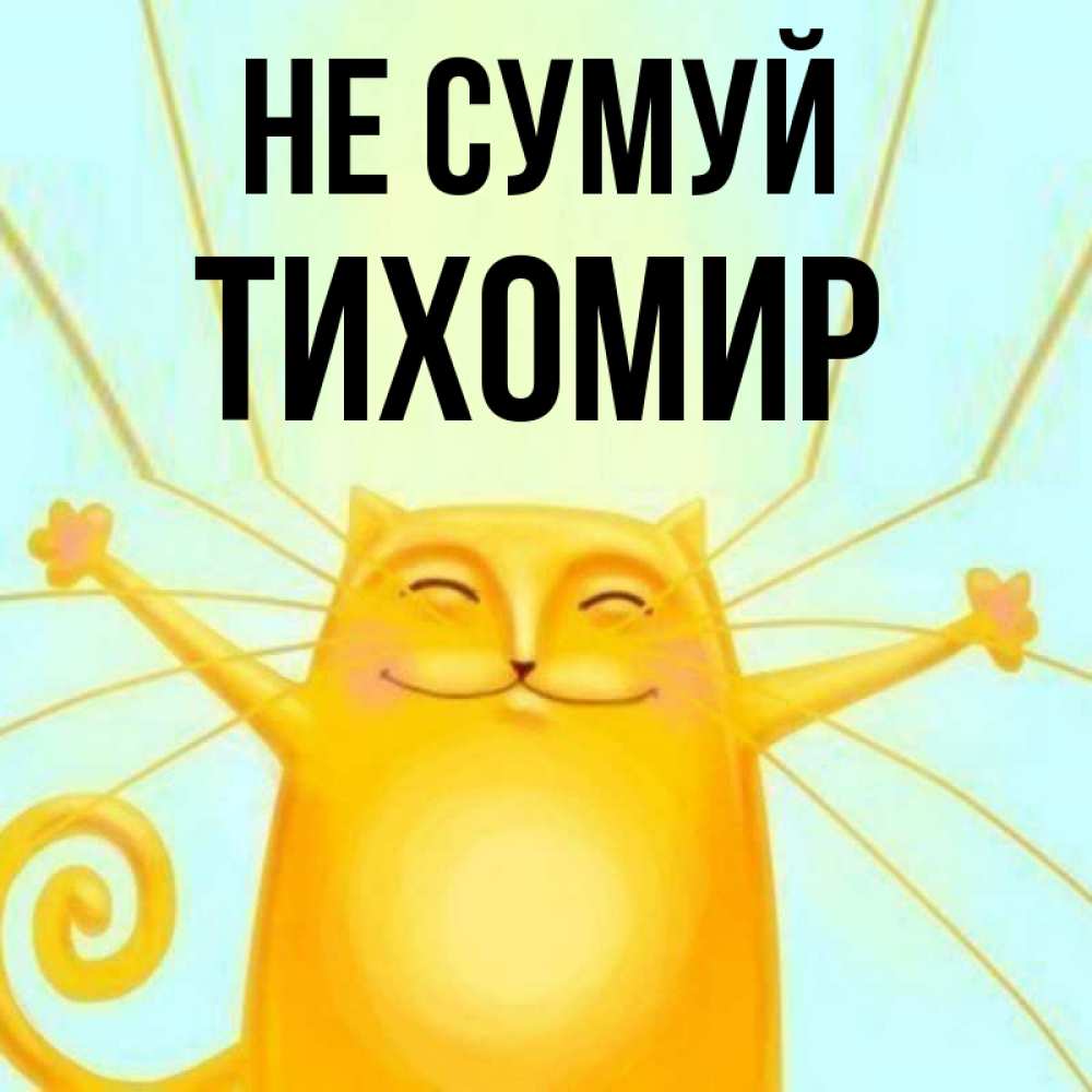 Открытка на каждый день з підписом, Тихомир Не сумуй обнимашки усатые Прикольна листівка з побажанням онлайн скачати безкоштовно 