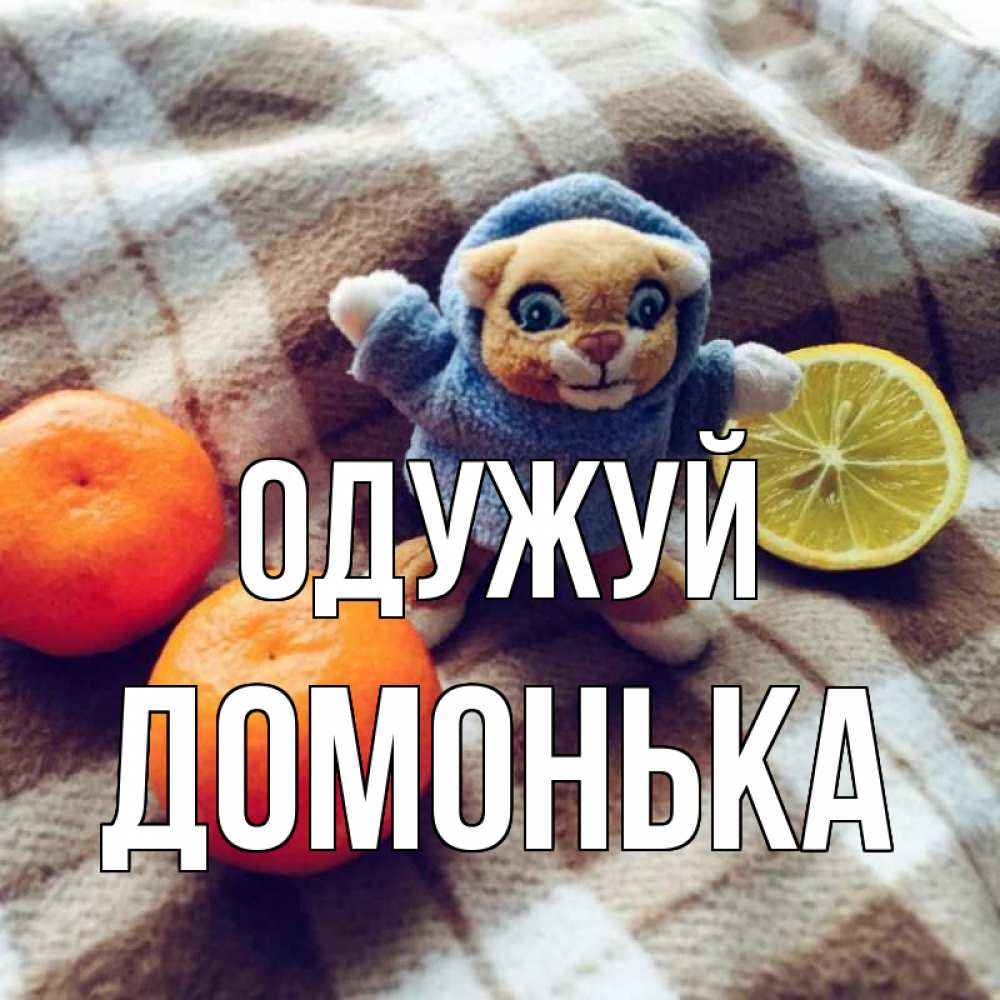 Открытка на каждый день з підписом, Домонька Одужуй вот тебе апельсинка и лимон Прикольна листівка з побажанням онлайн скачати безкоштовно 