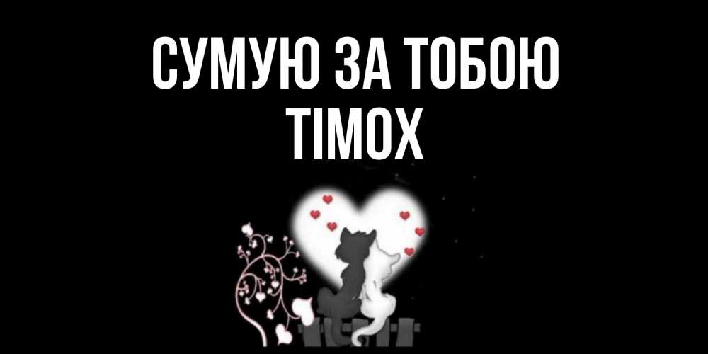 Открытка на каждый день з підписом, Тімох Сумую за тобою коты Прикольна листівка з побажанням онлайн скачати безкоштовно 