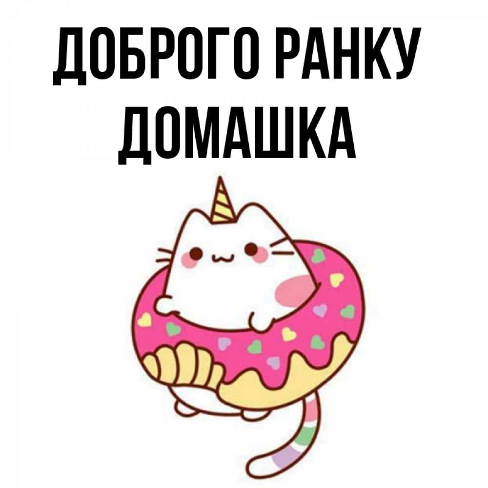 Открытка на каждый день з підписом, Домашка Доброго ранку кот в бублике Прикольна листівка з побажанням онлайн скачати безкоштовно 