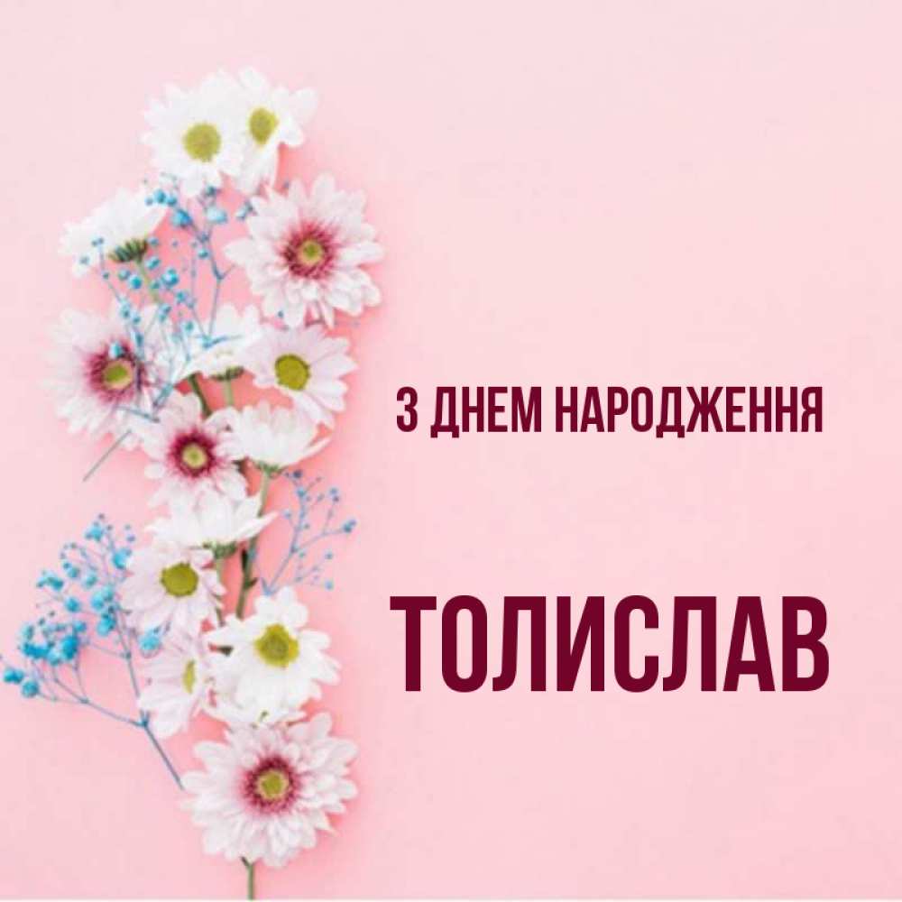 Открытка на каждый день з підписом, Толислав З Днем народження Родная моя с днем рождения тебя картинка с цветами белыми и голубыми Прикольна листівка з побажанням онлайн скачати безкоштовно 