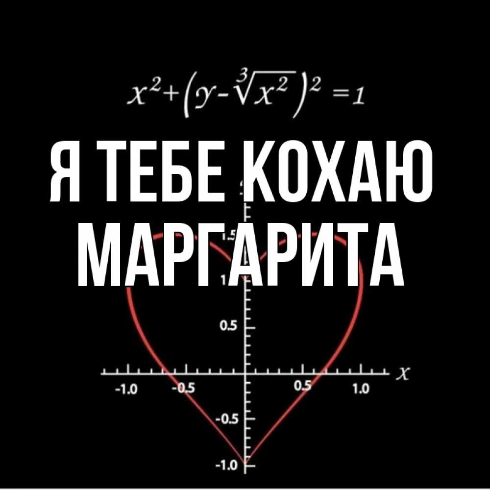 Открытка на каждый день з підписом, Маргарита Я тебе кохаю сердечная формула Прикольна листівка з побажанням онлайн скачати безкоштовно 