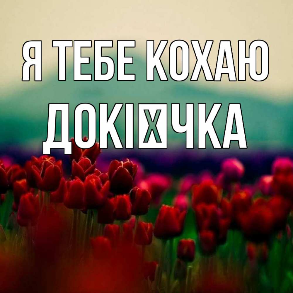 Открытка на каждый день з підписом, Докієчка Я тебе кохаю тюльпаны 4 Прикольна листівка з побажанням онлайн скачати безкоштовно 
