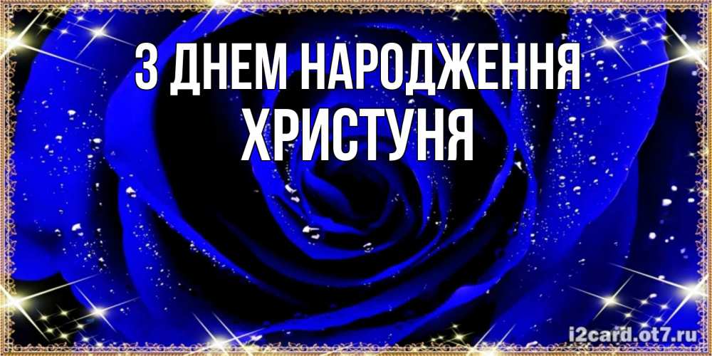 Открытка на каждый день з підписом, Христуня З Днем народження голубые цветы в росе Прикольна листівка з побажанням онлайн скачати безкоштовно 