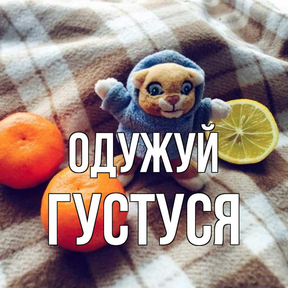 Открытка на каждый день з підписом, Густуся Одужуй вот тебе апельсинка и лимон Прикольна листівка з побажанням онлайн скачати безкоштовно 