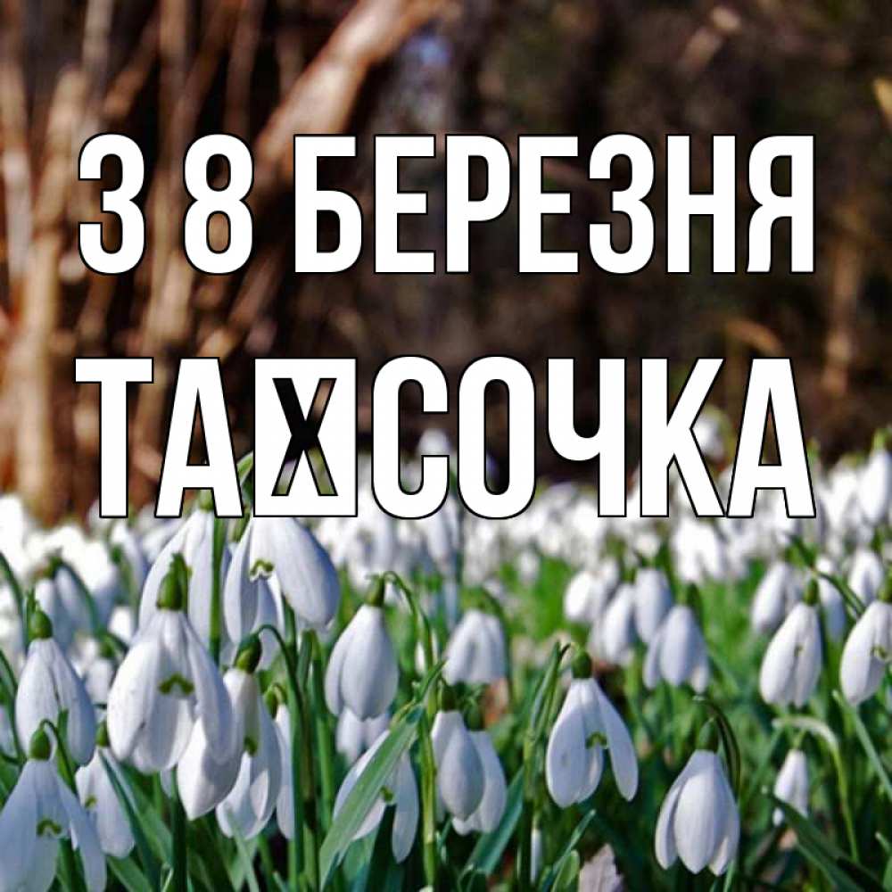 Открытка на каждый день з підписом, Таїсочка З 8 БЕРЕЗНЯ с подснежниками 1 Прикольна листівка з побажанням онлайн скачати безкоштовно 
