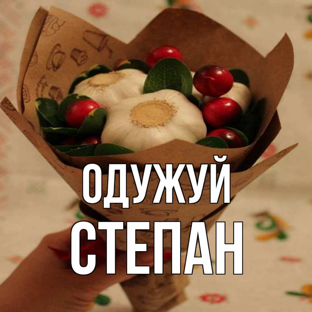 Открытка на каждый день з підписом, Степан Одужуй букет из фитонцидов и витамина c Прикольна листівка з побажанням онлайн скачати безкоштовно 