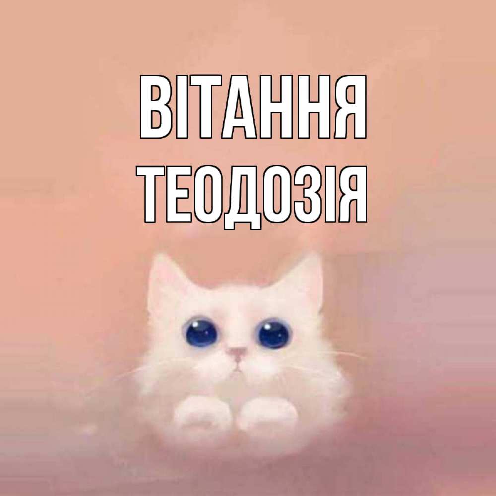 Открытка на каждый день з підписом, Теодозія Вітання котик белый в полете Прикольна листівка з побажанням онлайн скачати безкоштовно 