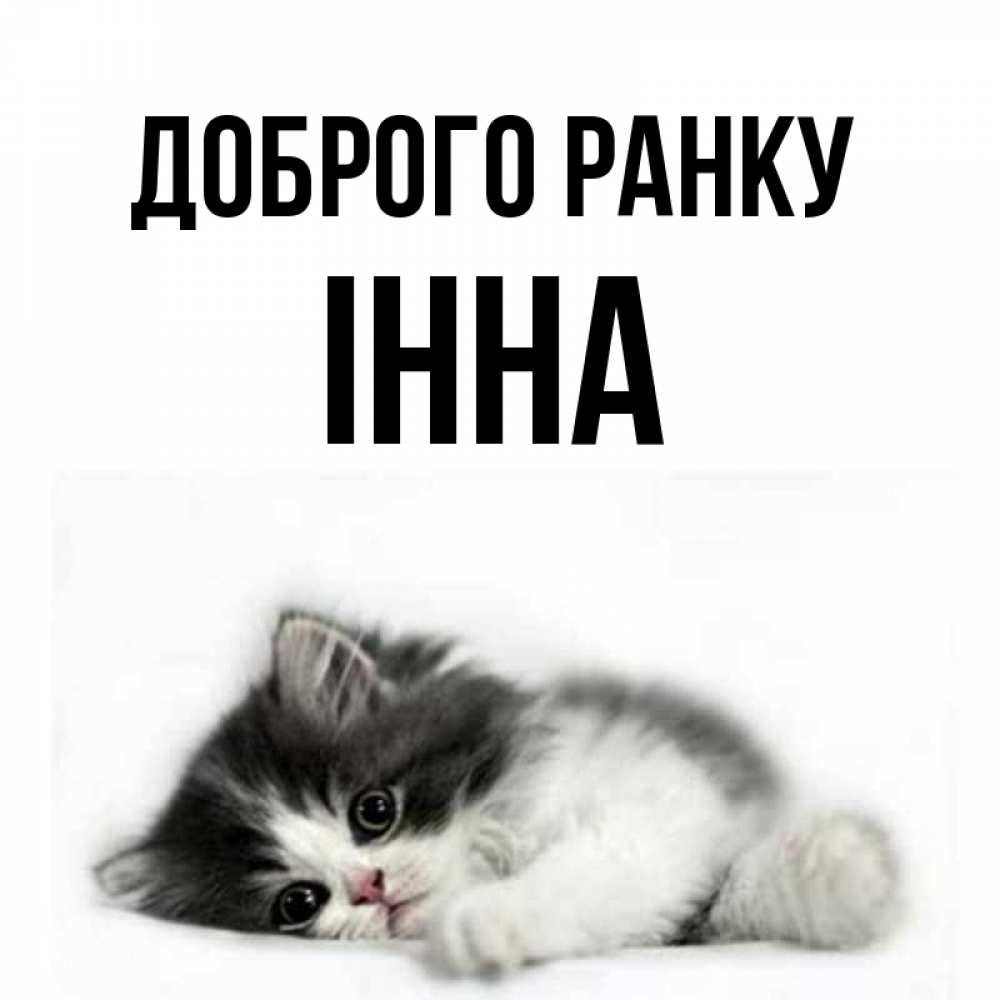 Открытка на каждый день з підписом, Інна Доброго ранку кот лапки Прикольна листівка з побажанням онлайн скачати безкоштовно 