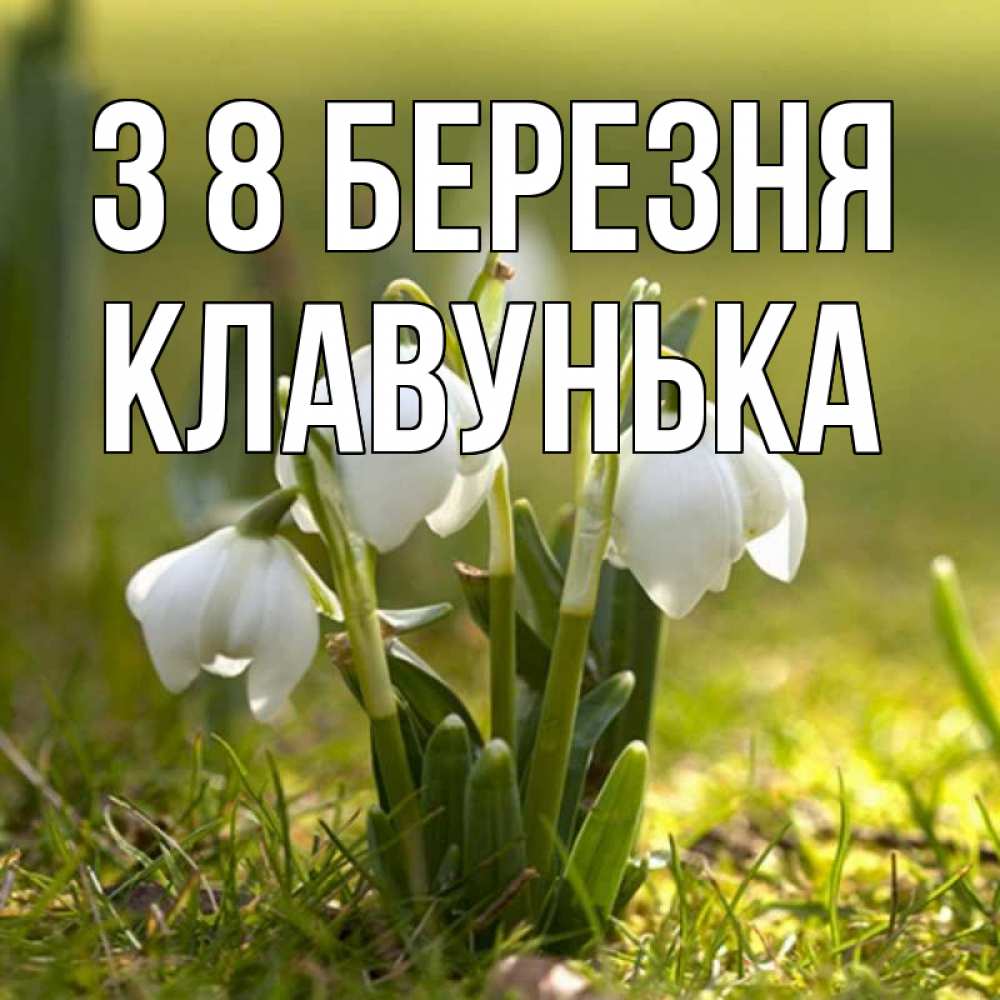 Открытка на каждый день з підписом, Клавунька З 8 БЕРЕЗНЯ ранние цветы 2 Прикольна листівка з побажанням онлайн скачати безкоштовно 