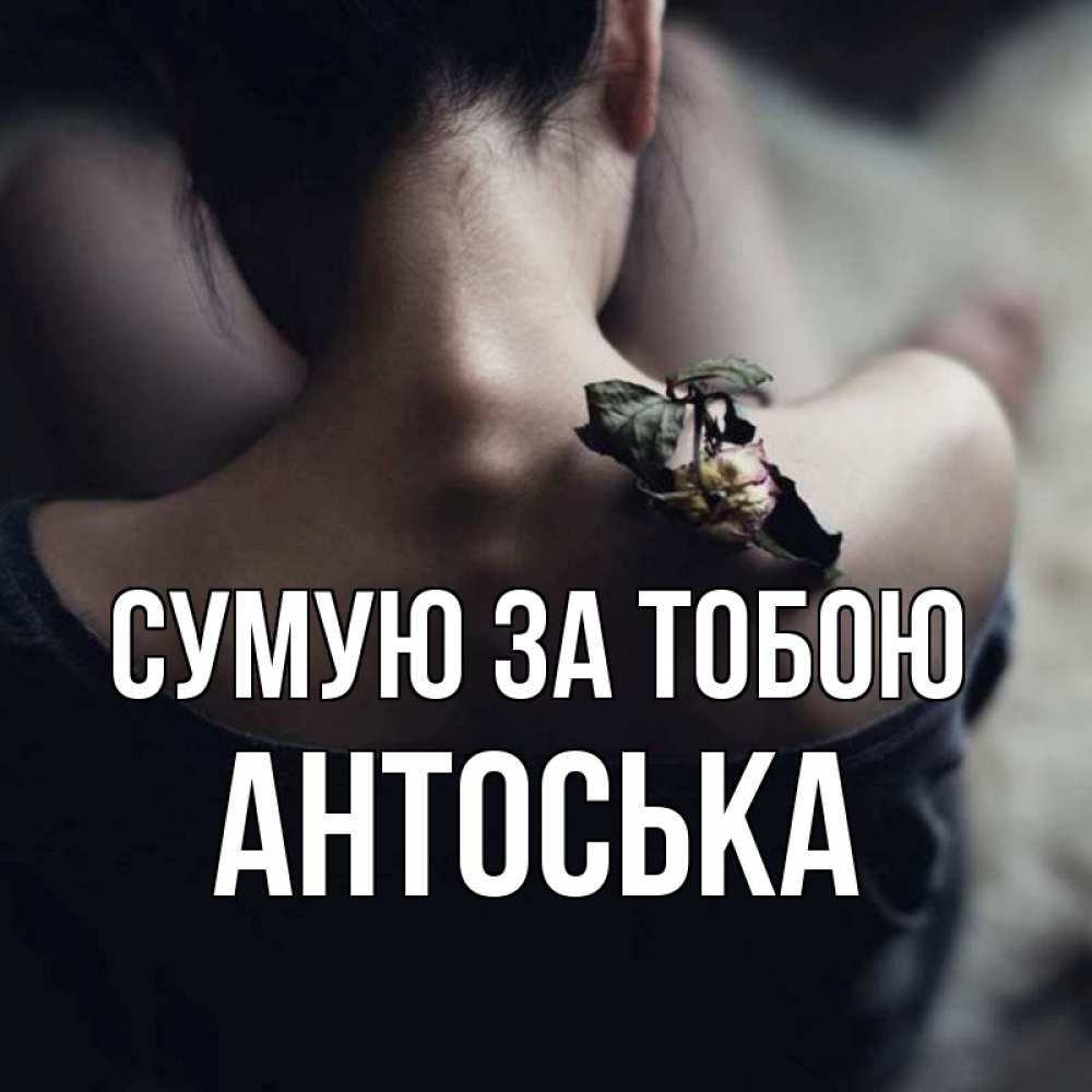 Открытка на каждый день з підписом, Антоська Сумую за тобою засох цветок Прикольна листівка з побажанням онлайн скачати безкоштовно 