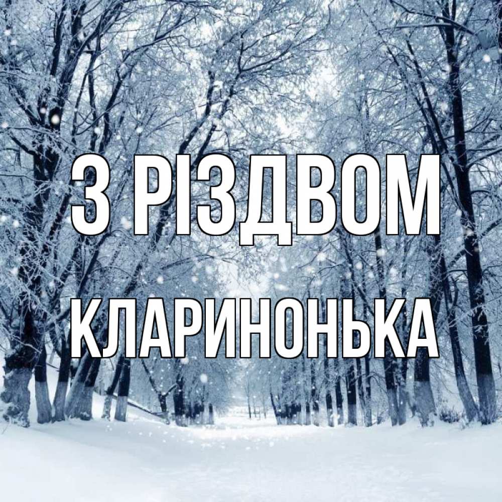 Открытка на каждый день з підписом, Кларинонька З Різдвом снег, лес, парк Прикольна листівка з побажанням онлайн скачати безкоштовно 