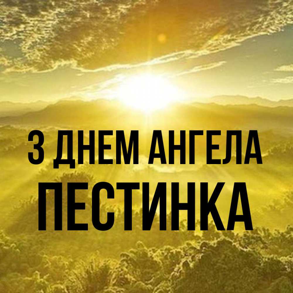Открытка на каждый день з підписом, Пестинка З Днем ангела леса и небо в желтом Прикольна листівка з побажанням онлайн скачати безкоштовно 