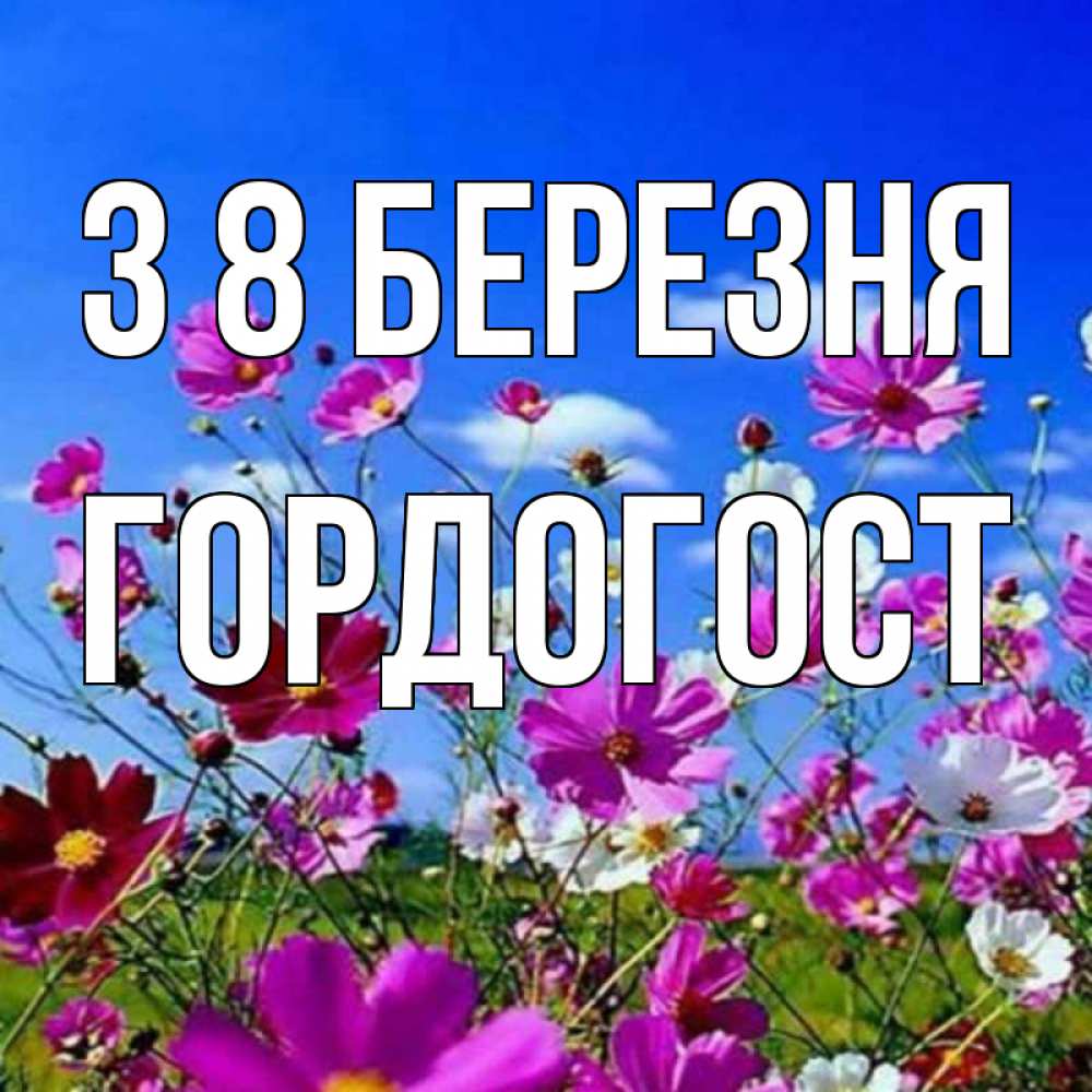 Открытка на каждый день з підписом, Гордогост З 8 БЕРЕЗНЯ цветы Прикольна листівка з побажанням онлайн скачати безкоштовно 