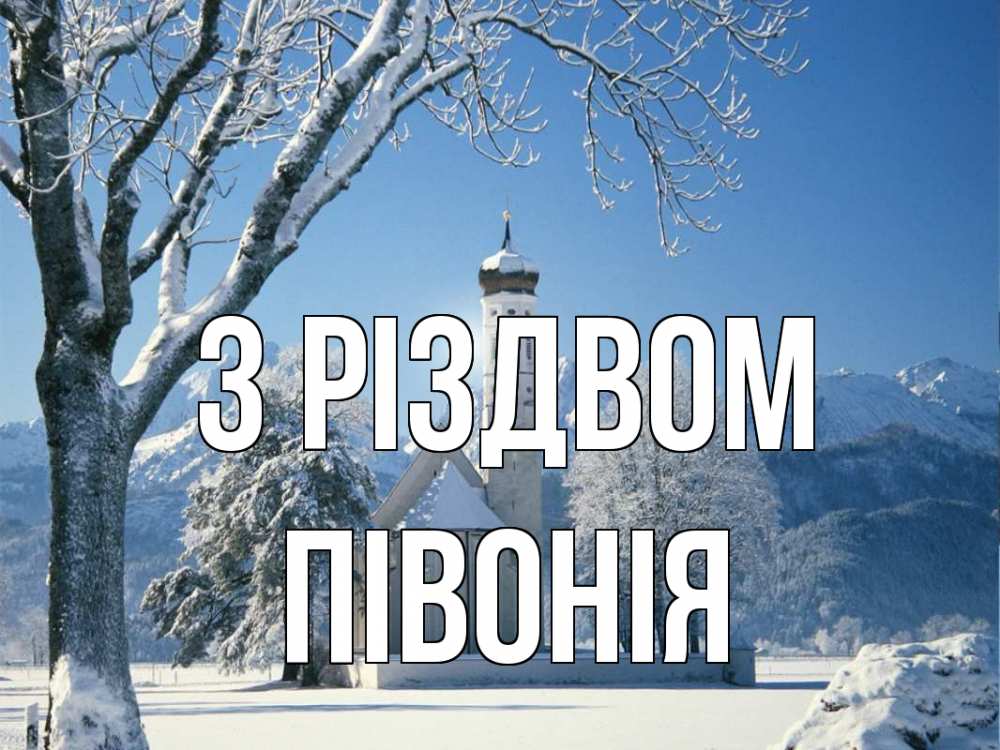 Открытка на каждый день з підписом, Півонія З Різдвом зима, храм, костел Прикольна листівка з побажанням онлайн скачати безкоштовно 