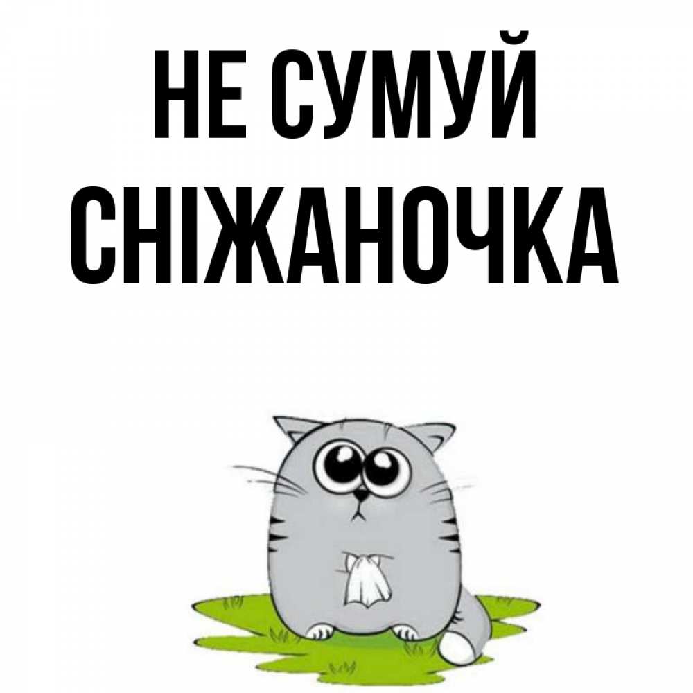 Открытка на каждый день з підписом, Сніжаночка Не сумуй грустный котяра Прикольна листівка з побажанням онлайн скачати безкоштовно 
