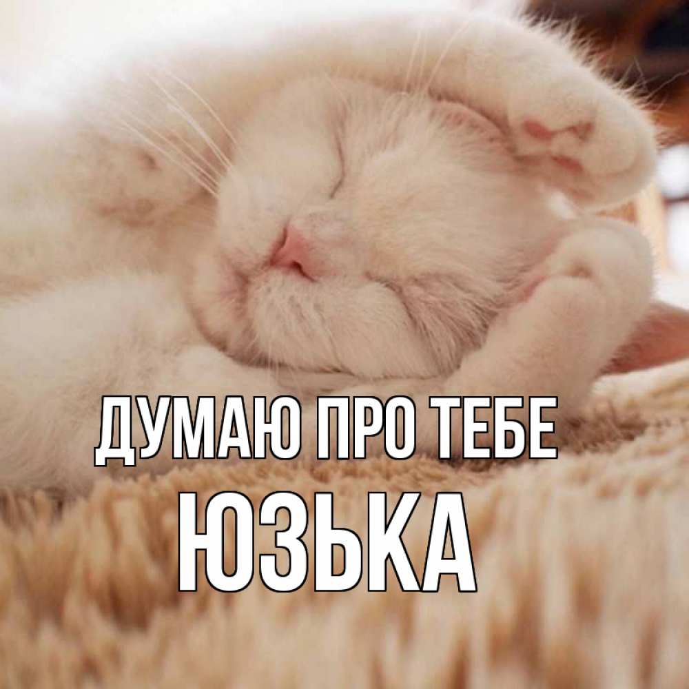 Открытка на каждый день з підписом, Юзька Думаю про тебе для любимой девушки милота Прикольна листівка з побажанням онлайн скачати безкоштовно 
