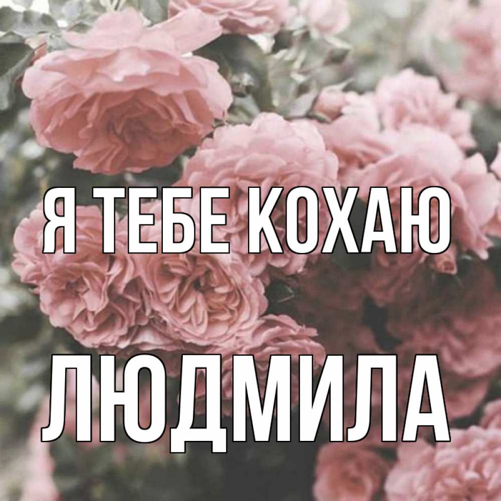 Открытка на каждый день з підписом, Людмила Я тебе кохаю розы 3 Прикольна листівка з побажанням онлайн скачати безкоштовно 