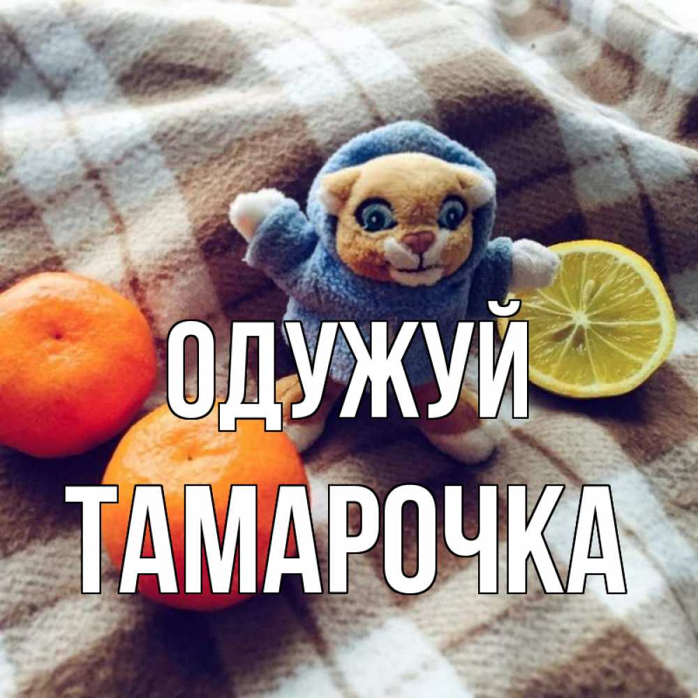 Открытка на каждый день з підписом, Тамарочка Одужуй вот тебе апельсинка и лимон Прикольна листівка з побажанням онлайн скачати безкоштовно 