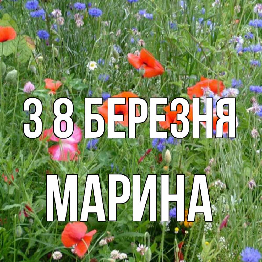 Открытка на каждый день з підписом, Марина З 8 БЕРЕЗНЯ международный женский день 4 Прикольна листівка з побажанням онлайн скачати безкоштовно 