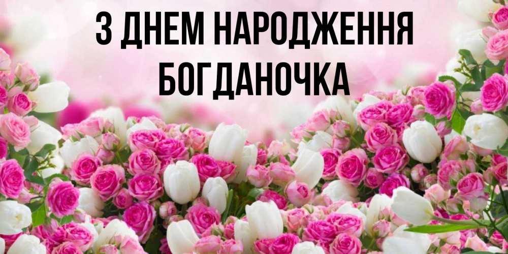 Открытка на каждый день з підписом, Богданочка З Днем народження открытка с разными розами Прикольна листівка з побажанням онлайн скачати безкоштовно 