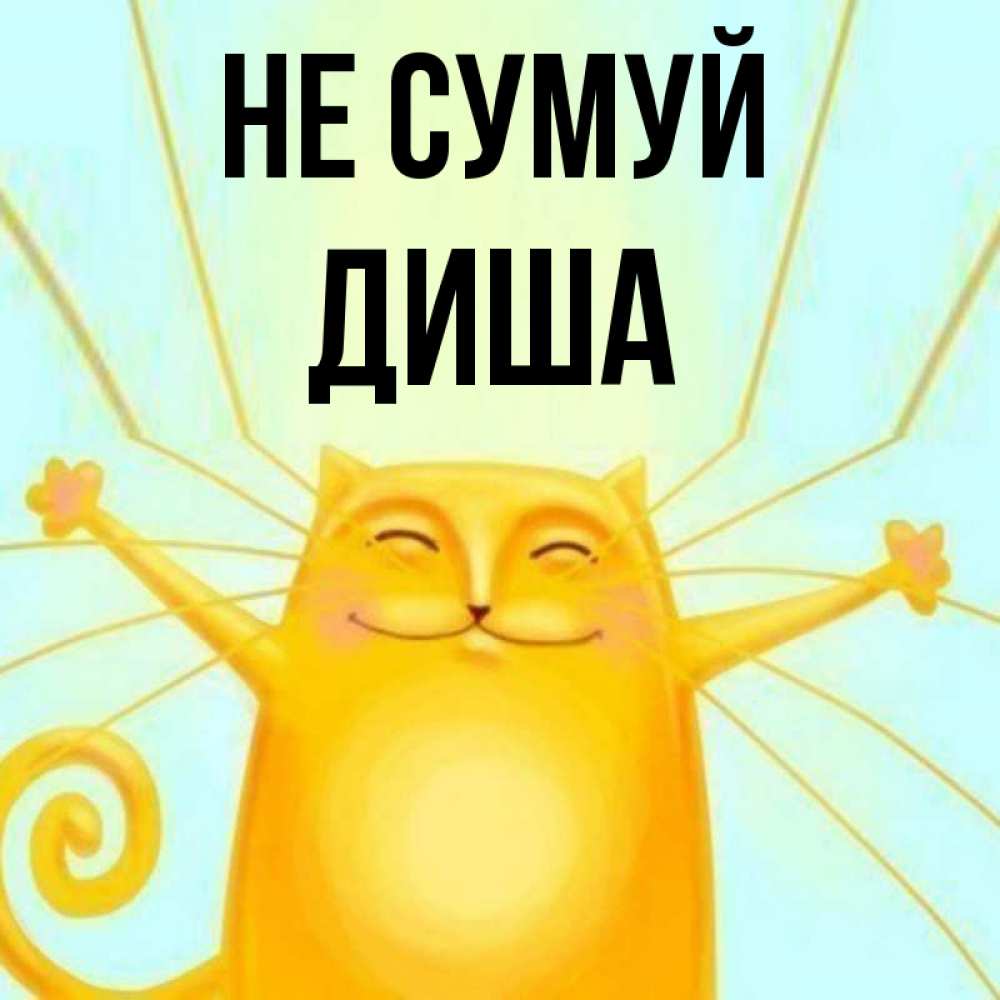 Открытка на каждый день з підписом, Диша Не сумуй обнимашки усатые Прикольна листівка з побажанням онлайн скачати безкоштовно 