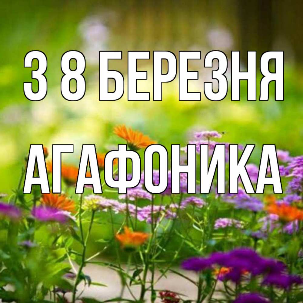 Открытка на каждый день з підписом, Агафоника З 8 БЕРЕЗНЯ цветы Прикольна листівка з побажанням онлайн скачати безкоштовно 