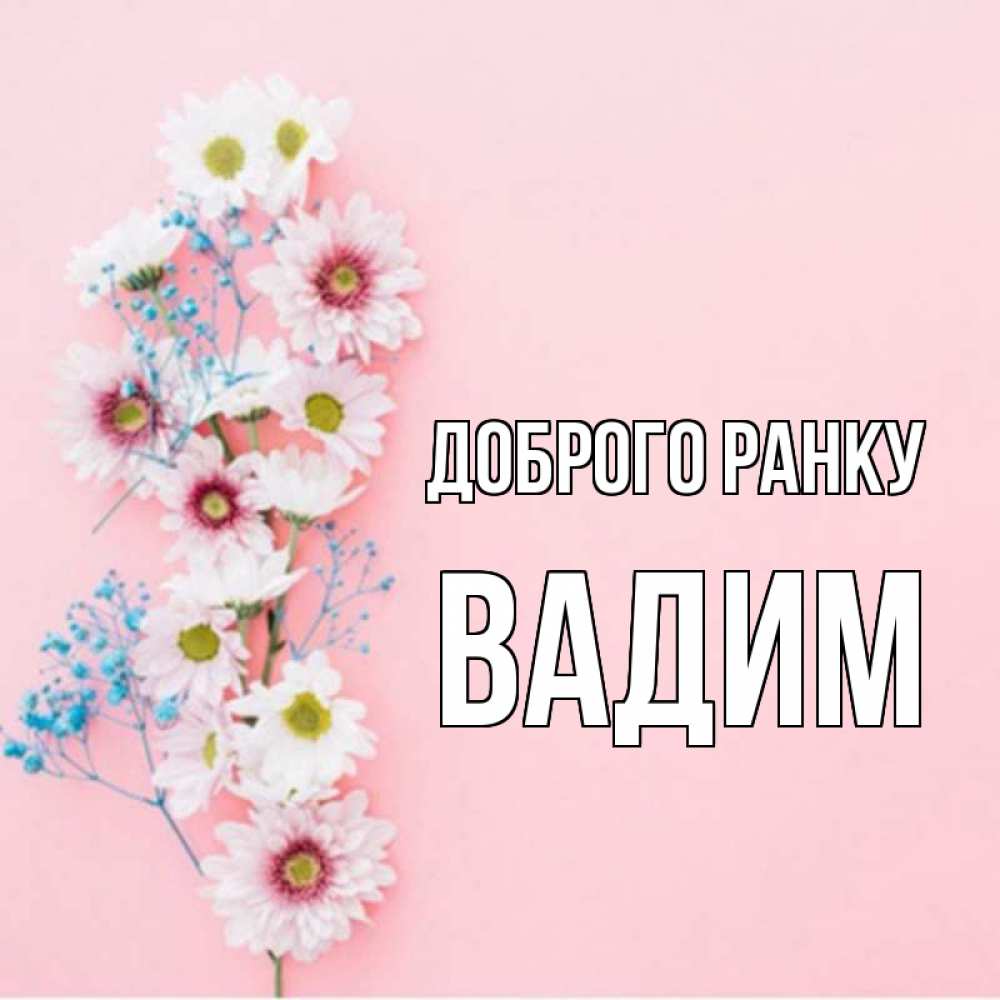 Открытка на каждый день з підписом, Вадим Доброго ранку цветы с подписью Прикольна листівка з побажанням онлайн скачати безкоштовно 