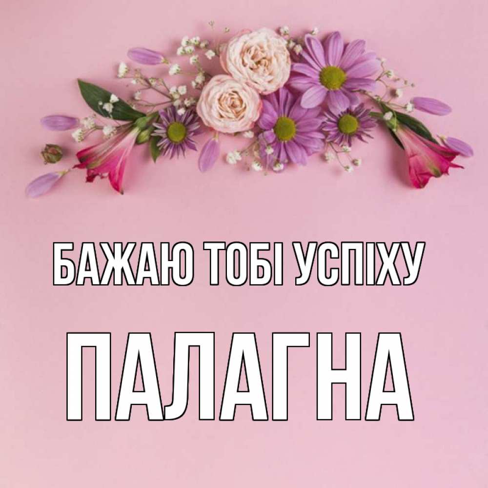 Открытка на каждый день з підписом, Палагна Бажаю тобі успіху розовый фон Прикольна листівка з побажанням онлайн скачати безкоштовно 