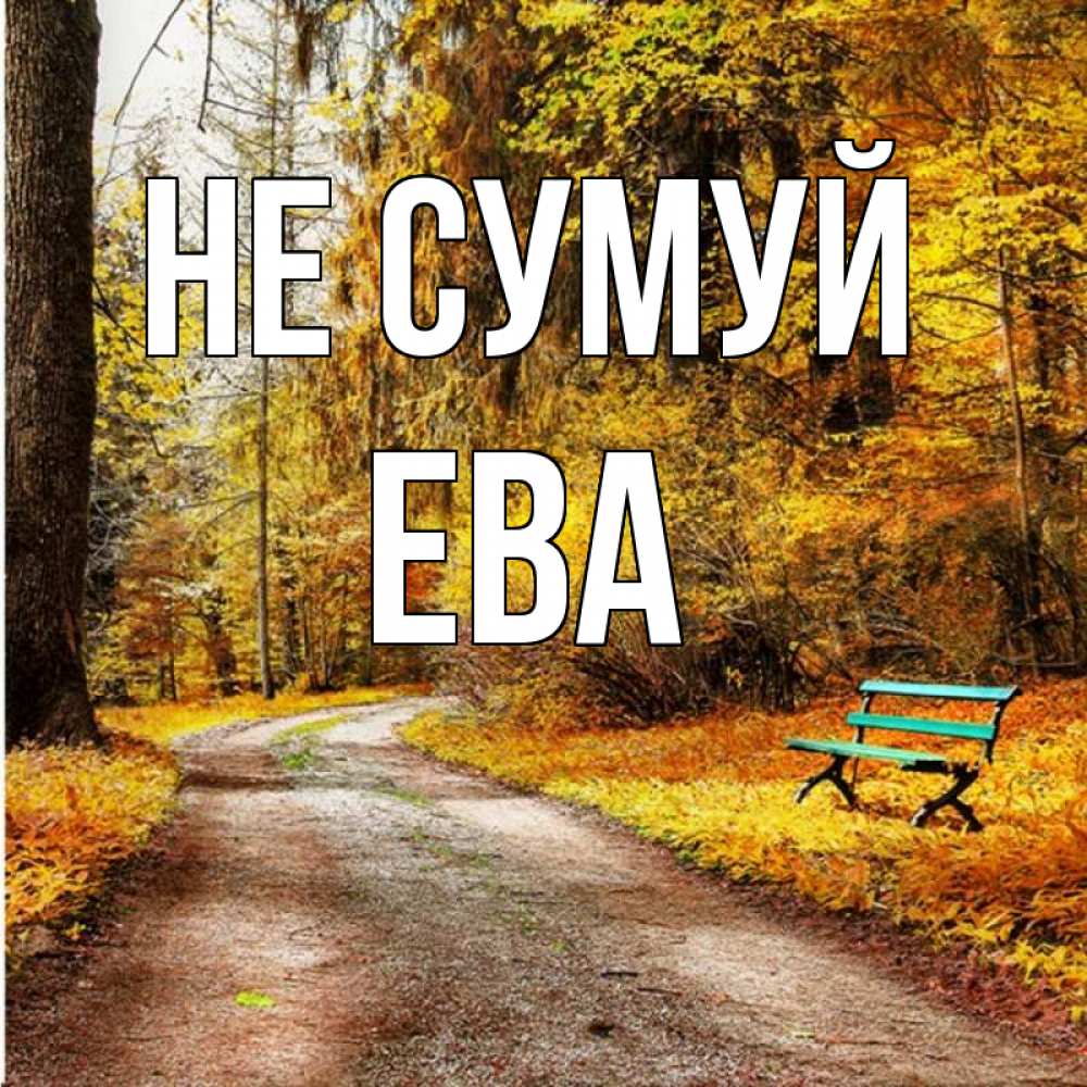 Открытка на каждый день з підписом, Ева Не сумуй зеленая лавочка Прикольна листівка з побажанням онлайн скачати безкоштовно 