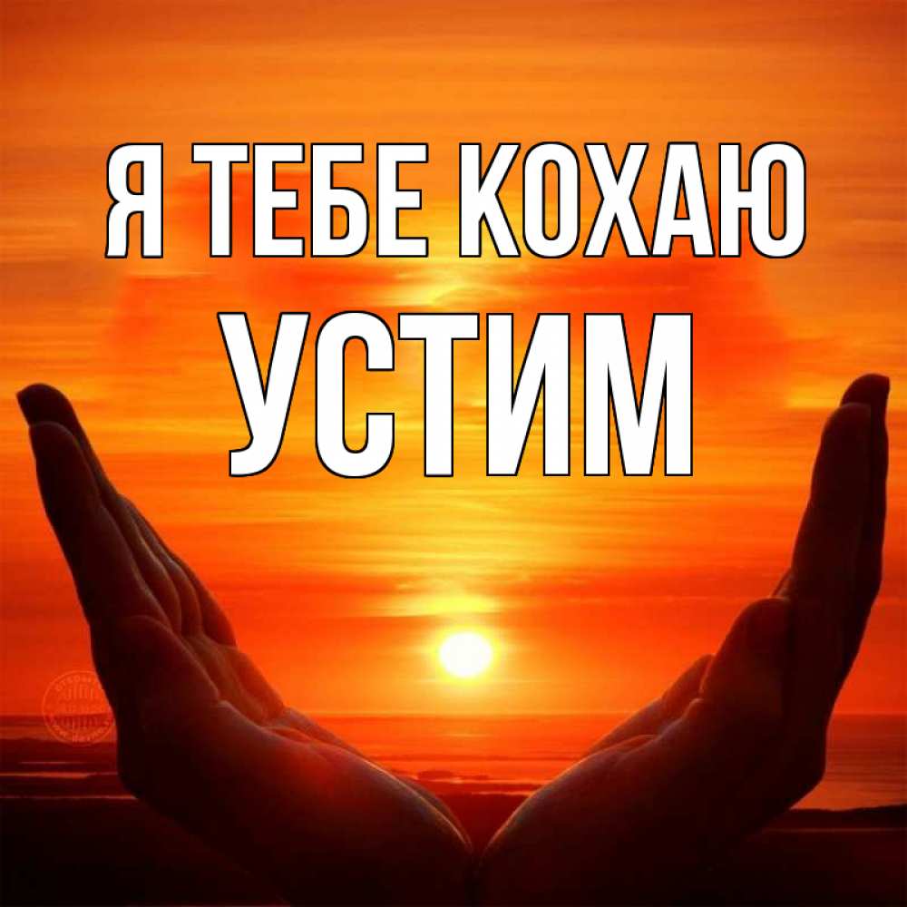 Открытка на каждый день з підписом, Устим Я тебе кохаю в руках Прикольна листівка з побажанням онлайн скачати безкоштовно 