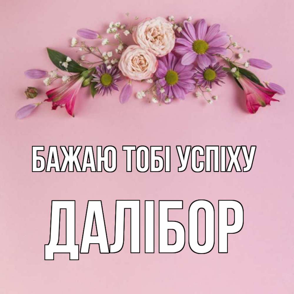 Открытка на каждый день з підписом, Далібор Бажаю тобі успіху розовый фон Прикольна листівка з побажанням онлайн скачати безкоштовно 