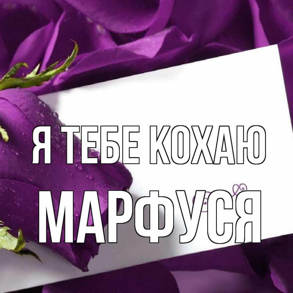 Открытка на каждый день з підписом, Марфуся Я тебе кохаю роза Прикольна листівка з побажанням онлайн скачати безкоштовно 