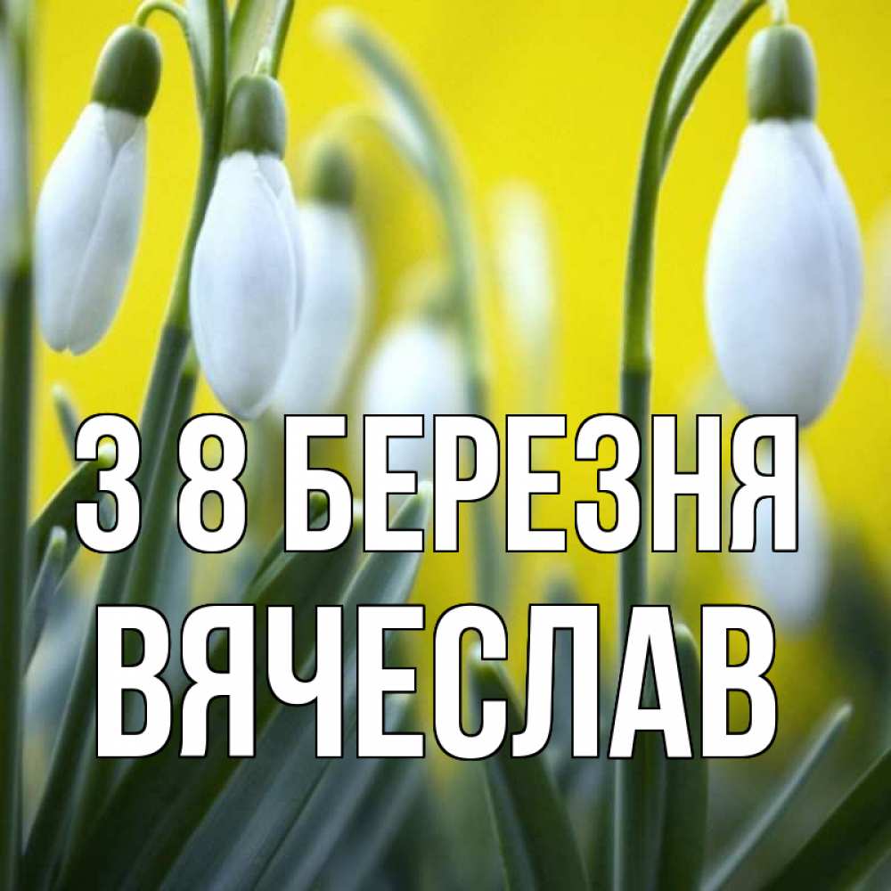 Открытка на каждый день з підписом, Вячеслав З 8 БЕРЕЗНЯ весенние цветы Прикольна листівка з побажанням онлайн скачати безкоштовно 