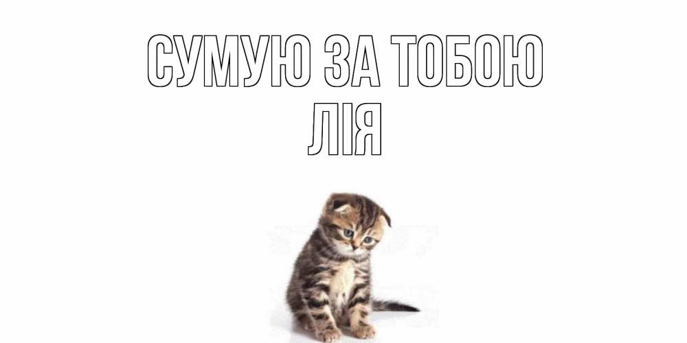 Открытка на каждый день з підписом, Лія Сумую за тобою кот Прикольна листівка з побажанням онлайн скачати безкоштовно 