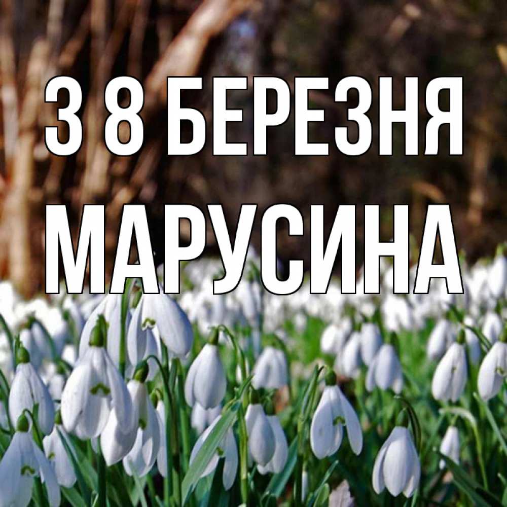 Открытка на каждый день з підписом, Марусина З 8 БЕРЕЗНЯ с подснежниками 1 Прикольна листівка з побажанням онлайн скачати безкоштовно 