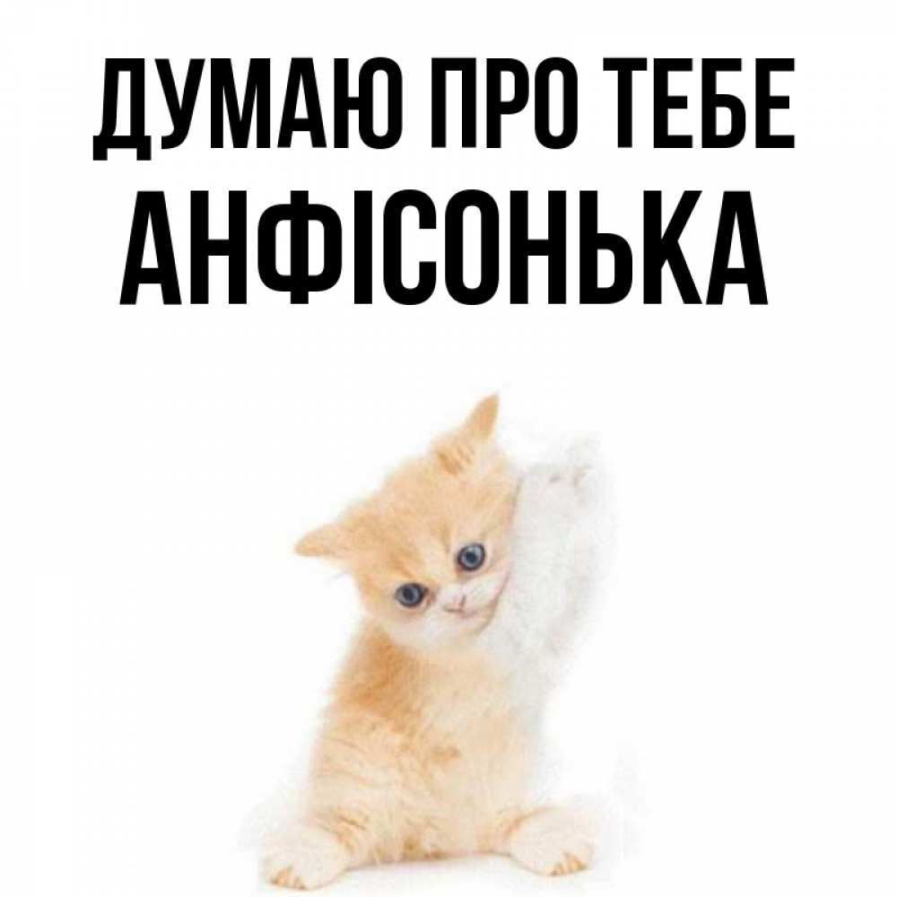 Открытка на каждый день з підписом, Анфісонька Думаю про тебе зверушки и милота Прикольна листівка з побажанням онлайн скачати безкоштовно 