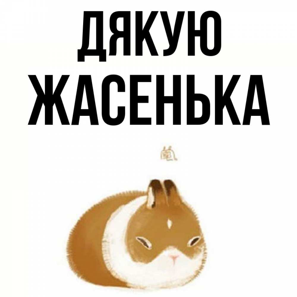 Открытка на каждый день з підписом, Жасенька Дякую коричнево белый домашний питомец Прикольна листівка з побажанням онлайн скачати безкоштовно 